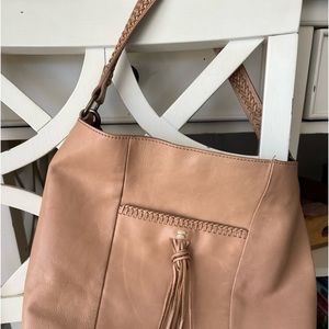Lucky Brand Pebbled San/Tan shoulder bag with tassel Good used condition